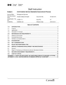 Staff Instruction Subject: Civil Aviation Service Standards Improvement Process  Issuing Office: