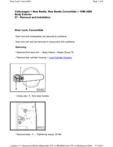 Door Lock, Convertible  Page 1 of 4 Volkswagen > New Beetle, New Beetle Convertible >[removed]Body Exterior