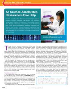 LIFE SCIENCE TECHNOLOGIES  Produced by the Science/AAAS Custom Publishing Office OUTSOURCING LAB SERVICES