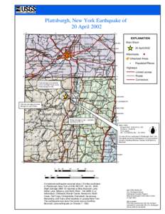 Plattsburgh, New York Earthquake of 20 April[removed]° 74°