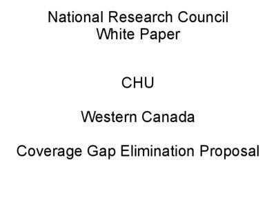National Research Council White Paper CHU
