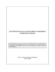 COUNTRY FINANCIAL ACCOUNTABILITY ASSESSMENT (CFAA)