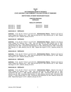 RULES OF THE TENNESSEE BOARD OF REGENTS STATE UNIVERSITY AND COMMUNITY COLLEGE SYSTEM OF TENNESSEE INSTITUTIONAL STUDENT DISCIPLINARY RULES CHAPTER[removed]