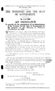 [Extract from Commonwealth of Australia Gazette, No. 9, dated 14th February, [removed]THE TERRITORY FOR THE SEAT OF GOVERNMENT. No. 3 of 1933.