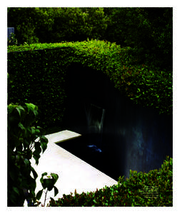 A bronze wall by Lutsko Associates serves as both a water feature and a garden sculpture in a San Francisco home.