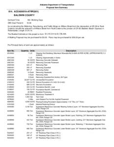 Alabama Department of Transportation Proposal Item Summary 014. ACOA59519-ATRP(001) BALDWIN COUNTY Contract Time: