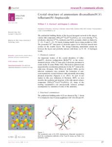 research communications Crystal structure of ammonium divanadium(IV,V) tellurium(IV) heptaoxide ISSN[removed]William T. A. Harrison* and Magnus G. Johnston