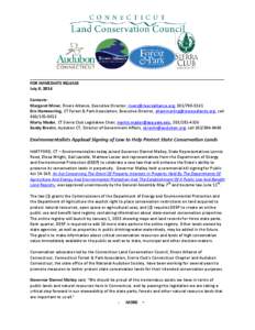 _____________________________________________________________________________________ FOR IMMEDIATE RELEASE July 8, 2014 Contacts: Margaret Miner, Rivers Alliance, Executive Director, [removed], [removed]