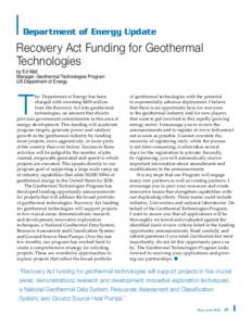 Department of Energy Update  Recovery Act Funding for Geothermal Technologies by Ed Wall Manager, Geothermal Technologies Program