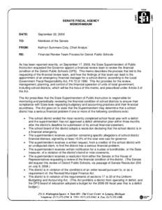 Memo - September 22, [removed]Financial Review Team Process for Detroit Public Schools