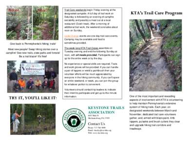Before…  After!!! Give back to Pennsylvania’s hiking trails! Meet new people! Swap hiking stories over a