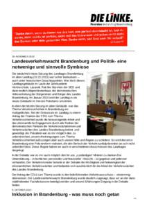 26. NOVEMBER[removed]Landesverkehrswacht Brandenburg und Politik- eine notwenige und sinnvolle Symbiose Die tatsächlich letzte Sitzung des Landtages Brandenburg im alten Landtag[removed]war sicher bedeutsam –