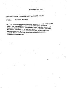 Memorandum to Secretary Maurice Stans, November 25, 1969
