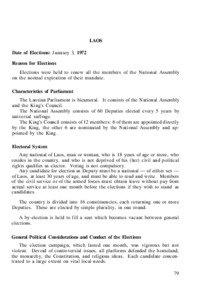 LAOS Date of Elections: January 3, 1972 Reason for Elections