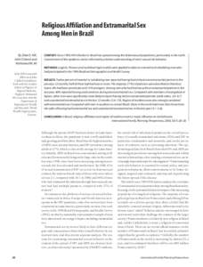 Religious Affiliation and Extramarital Sex Among Men in Brazil By Zelee E. Hill, John Cleland and Mohamed M. Ali