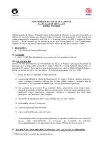 UNIVERSIDADE ESTADUAL DE CAMPINAS FACULDADE DE EDUCAÇÃO EDITAL Nº [removed]