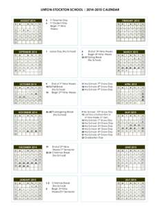 LINTON-STOCKTON SCHOOL | [removed]CALENDAR AUGUST 2014 S M