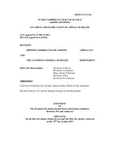British Caribbean Bank Limited v. Attorney General of Belize, Judgment, [2013] CCJ 4 (A.J.) (CCJ, Jun. 25, 2013)