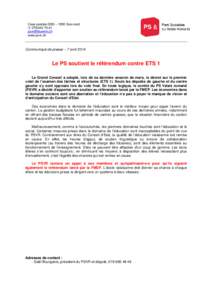 [removed]Le PS soutient le référendum contre ETS1 déf