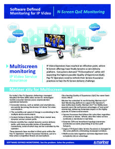 Monitoring for IP Video  Multiscreen monitoring IP Video Service Assurance