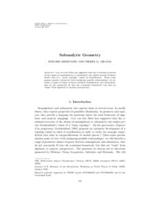 Model Theory, Algebra, and Geometry MSRI Publications Volume 39, 2000 Subanalytic Geometry EDWARD BIERSTONE AND PIERRE D. MILMAN