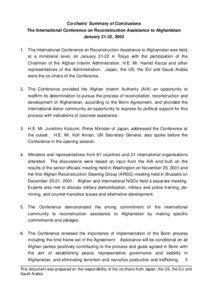 Co-chairs’ Summary of Conclusions The International Conference on Reconstruction Assistance to Afghanistan January 21-22, 2002