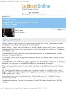 Legal aid honor goes to Duncan | Lubbock Online Mobile Edition