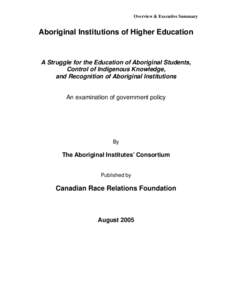 Microsoft Word - Aboriginal Institutions - Overview  Exec Summary1.doc