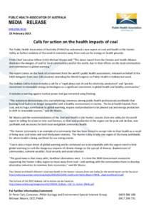 PUBLIC HEALTH ASSOCIATION OF AUSTRALIA  MEDIA RELEASE www.phaa.net.au  23 February 2015