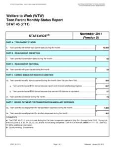 CALIFORNIA DEPARTMENT OF SOCIAL SERVICES DATA SYSTEMS AND SURVEY DESIGN BUREAU STATE OF CALIFORNIA - HEALTH AND HUMAN SERVICES AGENCY  Welfare to Work (WTW)