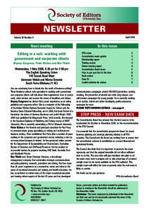 NEWSLETTER April 2008 Volume 38 Number 4  Next meeting