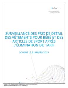 SURVEILLANCE DES PRIX DE DÉTAIL DES VÊTEMENTS POUR BÉBÉ ET DES ARTICLES DE SPORT APRÈS L’ÉLIMINATION DU TARIF SOUMIS LE 9 JANVIER 2015