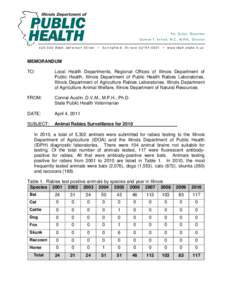 MEMORANDUM TO: Local Health Departments, Regional Offices of Illinois Department of Public Health, Illinois Department of Public Health Rabies Laboratories, Illinois Department of Agriculture Rabies Laboratories, Illinoi