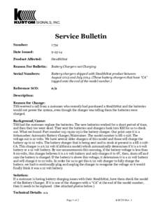 KUSTOM SIGNALS, INC.  Service Bulletin Number:  1734