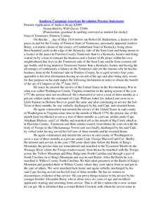 Southern Campaign American Revolution Pension Statements Pension Application of Andrew Beaty S2989 Transcribed by Will Graves[removed]Punctuation, grammar & spelling corrected as needed for clarity] State of Tennessee, F