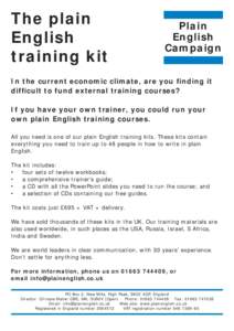 The plain English training kit Plain English