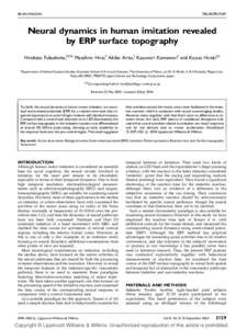 NEUROREPORT  BRAIN IMAGING Neural dynamics in human imitation revealed by ERP surface topography