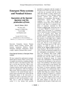 Emergent Meta-systems and Nondual Science -- Kent Palmer  Emergent Meta-systems and Nondual Science Dynamics of the Special Systems and the