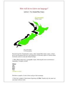 Regions of New Zealand / New Zealand place names / Mori language / Masterton / Carterton /  New Zealand