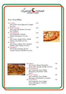 Pizze– Pizza (28cm) 54. San Leone Mit Tomaten, Spinat, Gorgonzola, Spiegelei Und Käse 55. Quattro Formaggi Mit Tomaten, verschiedenen Käsesorten