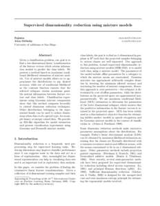 Supervised dimensionality reduction using mixture models  Sajama Alon Orlitsky University of california at San Diego