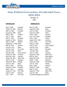 Reference Series  State Political Conventions, Presidential Years, [removed]Number[removed]