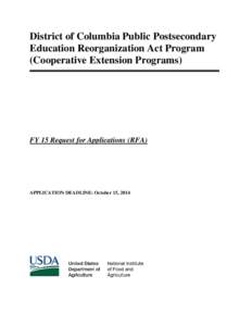 District of Columbia Public Postsecondary Education Reorganization Act Program (Cooperative Extension Programs) FY 15 Request for Applications (RFA)