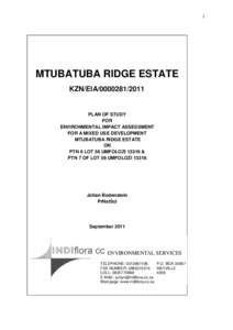 1  MTUBATUBA RIDGE ESTATE KZN/EIAPLAN OF STUDY