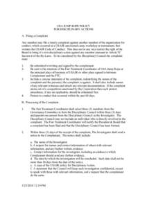 USA JUMP ROPE POLICY FOR DISCIPLINARY ACTIONS A. Filing a Complaint Any member may file a timely complaint against another member of the organization for conduct, which occurred at a USAJR sanctioned camp, workshop or to