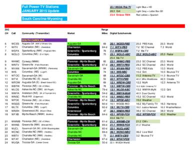 Full Power TV Stations JANUARY 2015 Update 23.1 WUOA-This TV  Light Blue = HD