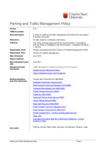Parking and Traffic Management Policy Version[removed]TRIM file number