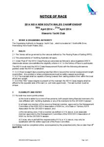 NOTICE OF RACE 2014 NS14 NEW SOUTH WALES CHAMPIONSHIP 18th April 2014 –