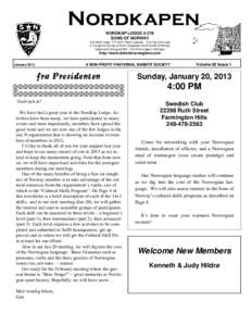 Nordkapen NORDKAP LODGESONS OF NORWAY The North Cape 71º 10’21” North Latitude The Top of Europe A Congenial Society of Sons, Daughters and Friends of Norway Organized 10August1929 - The First Lodge in Michig