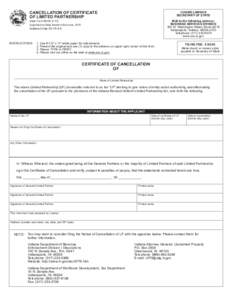 Reset Form  CANCELLATION OF CERTIFICATE OF LIMITED PARTNERSHIP  CONNIE LAWSON